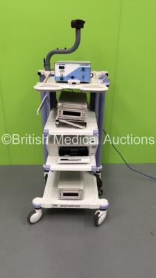 Olympus Stack Trolley Including EZ EM CO2 Efficient Endoscopic Insufflator,2 x Sony DVD Recorder DVO-1000MD and HP Printer (Powers Up-Missing On Switch on Stack)