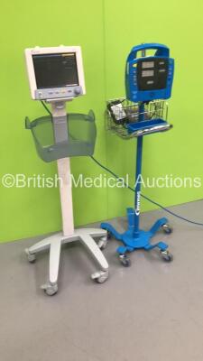 1 x Datascope Trio Patient Monitor on Stand (Powers Up - Damage to SPO2 Port) and 1 x GE Dinamap Procare Auscultatory 100 Vital Signs Monitor on Stand (No Power - Missing Face Cover) *S/N DPC120X-EN1* - 5