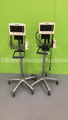 2 x Welch Allyn 52000 Series Vital Signs Monitors on Stands (1 x Draws Power and Flickers)