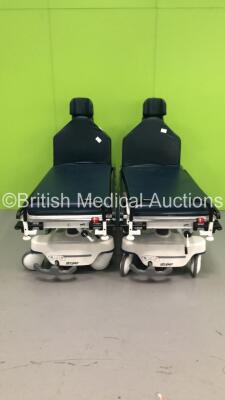 2 x Stryker Hydraulic Patient Trolleys with Mattresses (Hydraulics Tested Working)