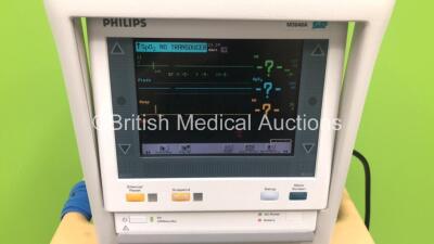 Philips M3046A M3 Patient Monitor on Stand with M3001A OP A01 Module with ECG/Resp, SPO2 and NBP Options, Leads and Accessories (Powers Up) - 2