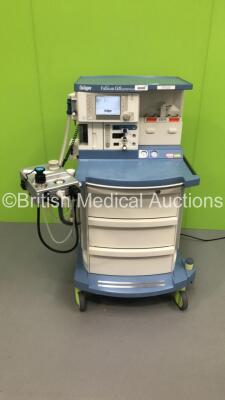 Drager Fabius GS Premium Anaesthesia Machine Software Version 3.12 Total Hours Run 52 Total Vent Hours 0 with Bellows and Hoses (Powers Up) *S/N ARZN0036*