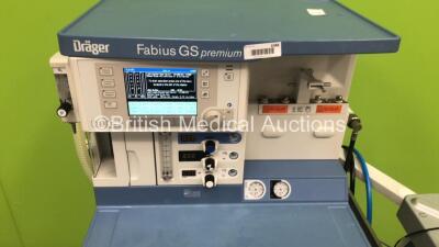 Drager Fabius GS Premium Anaesthesia Machine Software Version 3.34a Total Hours Run 5410 Total Vent Hours 744 with Bellows and Hoses (Powers Up) *S/N ASFK0138* - 4