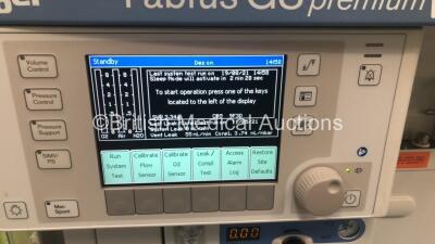 Drager Fabius GS Premium Anaesthesia Machine Software Version 3.34a Total Hours Run 5410 Total Vent Hours 744 with Bellows and Hoses (Powers Up) *S/N ASFK0138* - 5