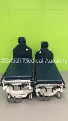 2 x Stryker Hydraulic Patient Trolleys with Mattresses (Hydraulics Tested Working)