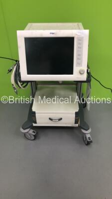 Drager Evita XL Ventilator Ref 8414900-19 with Hoses on Drager Mova Cart (No Power) * SN ARWM-0208 * * Mfd 2005 *