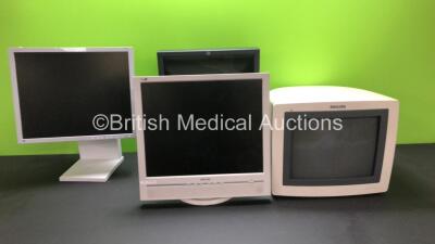 Job Lot of 4 x Monitor Screens Including 1 x GE, 2 x Philips and 1 x NEC MultiSync LCD 1980SXi