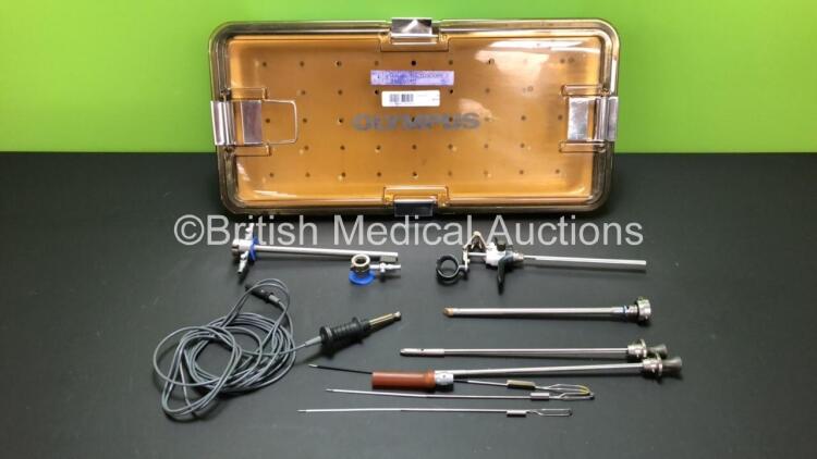 Olympus Resectoscope Set Including 1 x Ref. A2621, A2760, A2641, A0410, A2651 and A2636 in Tray (Some Missing Pieces)