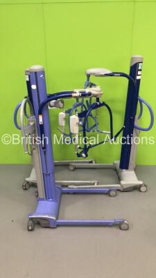 3 x Arjo Maxi-Move Electric Patient Hoists with Batteries and Controllers (1 x Powers Up)