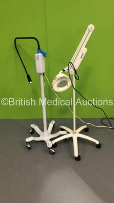 1 x Welch Allyn GS Patient Examination Lamp on Stand (Powers Up) and 1 x Luxo Patient Examination Lamp on Stand (Powers Up)