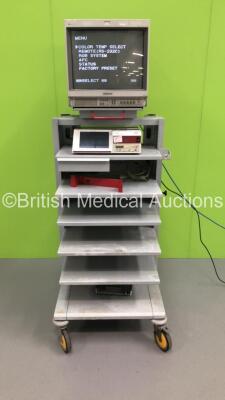 Stryker Stack Trolley with Sony HR Trinitron Monitor and Stryker Endoscopy SDC Pro Stryker Digital Capture Unit (Hard Drive Removed) (Powers Up) * IR125 *