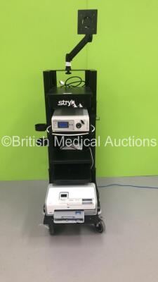 Stryker Stack Trolley Including Stryker X8000 Light Source Unit and HP Printer (Powers Up)