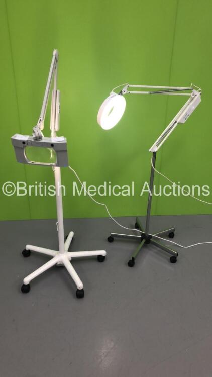 1 x Luxo Patient Examination Lamp in Stand and 1 x Unknown Make of Patient Examination Lamp on Stand (Both Power Up with Good Bulbs) *S/N FS0046380*