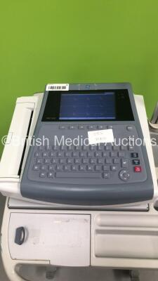 GE MAC1600 ECG Machine on Stand with 1 x 10-Lead ECG Lead (Powers Up) * SN SDE13370001NA * - 2