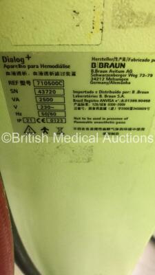 3 x B-Braun Dialog+ Dialysis Machine Software Version 8.28 - Running Hours 27055 / 37761 / 33964 (All Power Up) - 8