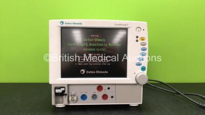 Datex Ohmeda Cardiocap 5 Anesthesia Monitor Including ECG, SpO2, NIBP, P1, P2, T1, T2 and D-fend Water Trap Options (Powers Up) *FBWG03063*