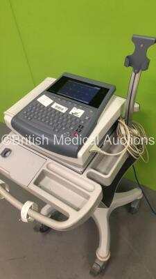 GE MAC 1600 ECG Machine on Stand with 10 Lead ECG Leads (Powers Up) *S/N SDE09400015NA* ***IR111*** - 3