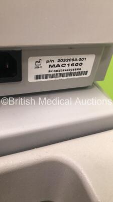 GE MAC 1600 ECG Machine on Stand (Unable to Power Up Due to Broken Power Button) *S/N SDE09400088NA* - 5