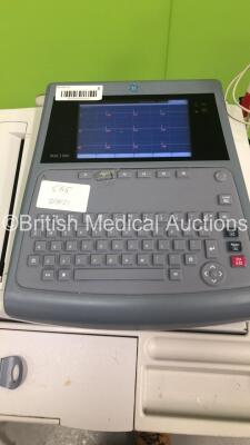 GE MAC1600 ECG Machine on Stand with 1 x 10-Lead ECG Lead (Powers Up-1 x Damaged Button-See Photo) * SN SDE09400012NA * - 3