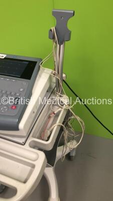 GE MAC1600 ECG Machine on Stand with 1 x 10-Lead ECG Lead (Powers Up-1 x Damaged Button-See Photo) * SN SDE09400012NA * - 4