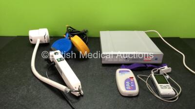 Mixed Lot Including 1 x Zeiss MediLive Trio Camera Console (Powers Up) 1 x Mindray PM-60 Pulse Oximeter with 1 x SpO2 Finger Sensor and 1 x Charging Station (Powers Up) 1 x Graseby MR10 Neonatal Respiration Monitor (No Power) 1 x ERBE Diathermy Foot Pedal