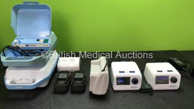 Mixed Lot Including 1 x HS CLement Clarke AC4000 Nebulizer, 1 x Medix AC2000 Nebulizer, 1 x Omron NE-C801 Compressor Nebulizer (Powers Up) 2 x NiCAD 18V Batteries 1 x Henleys Medical Salter Aire Compressor (Powers Up) 2 x DeVilbiss Blue Auto Plus CPAP Uni