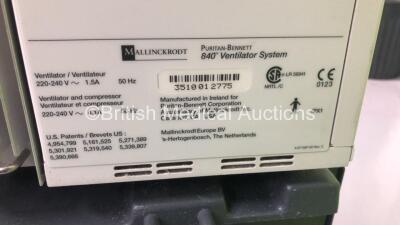 Nellcor Puritan Bennett 840 Ventilator System System Software Version 4-070000-85-AB Running Hours 56932 with Hoses (Powers Up - Screen Mounting Point Broken - Taped to Lower Body) *S/N 0116002796** - 6