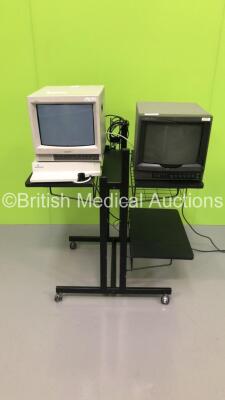 2 x Sony Trinitron Monitors on Stand (1 x Powers Up - 1 x Damaged Casing - See Pictures)