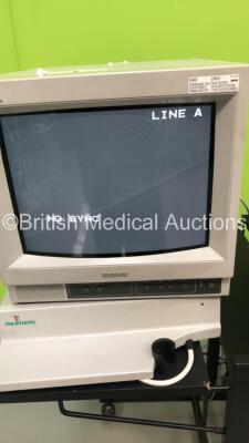 2 x Sony Trinitron Monitors on Stand (1 x Powers Up - 1 x Damaged Casing - See Pictures) - 4