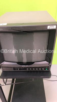 2 x Sony Trinitron Monitors on Stand (1 x Powers Up - 1 x Damaged Casing - See Pictures) - 5