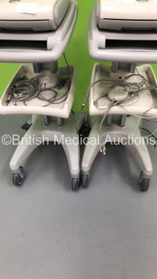 2 x Philips PageWriter Trim II ECG Machines on Stands with 2 x 10-Lead ECG Leads (Both Power Up) * SN USD0403038 / US30504153 * - 7