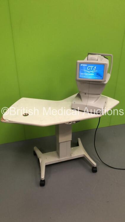 Topcon Computerized Tonometer CT-1 Software Version 3.01 with Printer Options on Topcon ATE-600 Motorized Table (Powers Up-Damage to Screen and Damage to Table-See Photos) * SN 2730513 * * Mfd 2015 * **FOR EXPORT OUT OF THE UK ONLY**