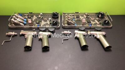 2 x Aesculap Acculan Reamer and Saw Sets Including 2 x GA673 Handpieces, 2 x GA672 Handpieces and Accessories *000826 - 000163 - 000873 - 000825