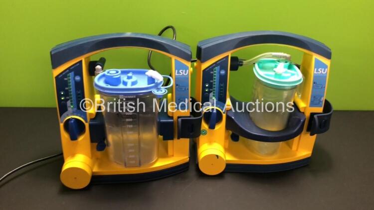 2 x Laerdal LSU Suction Units with 2 x Suctions Cups and 2 x Lids (Both Power Up) *Mfd 2011 / 2014*