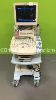 Hitachi EUB-5500 Plus Ultrasound Scanner with 1 x Transducer/Probe (EUP-C324T) and Sony Digital Video Cassette Recorder DSR-20MDP (Powers Up-Missing Dial and General Wear to Trim-See Photos) * SN SE17937409 * *IR130*