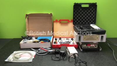 Mixed Lot Including 1 x Advance DMM7 Digital Multimeter (Powers Up) 1 x Panasonic LC-SA122R3 Twin Battery Charger (Powers Up) 1 x Sper Scientific UVA/B Light Monitor in Case (Untested due to Possible Flat Batteries) 1 x Laerdal 90 27 20 Charger Adapter (N
