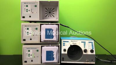 Job Lot of Smoke Evacuation Units Including 3 x Covidien RapidVac Smoke Evacuators with 2 x Filters and 1 x Valleylab OptiMumm Smoke Evacuation Unit (All Power Up)