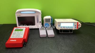 Mixed Lot Including 1 x HemoCue B-Hemoglobin Analyzer (Untested Due to No Batteries) 1 x Welch Allyn 68NXTX Monitor (Powers Up with Faulty Screen-See Photo) 2 x Nellcor OxiMax N-65 Pulse Oximeters (Both Untested Due to No Batteries) 1 x Abbott Free Go Nut