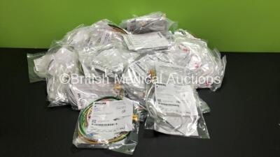 Job Lot Including 11 x Philips Ref M1978A 5 Lead ECG Leads, 32 x Philips Ref M1917A 5 Lead ECG Leads and 31 x Philips Ref M1668A 5 Lead ECG Trunk Cables (All Appear Unused in Bags)