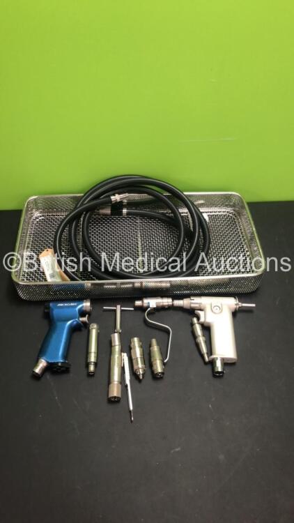 Job Lot of Surgical Handpieces Including 1 x 3M Mini Driver,1 x MicroAire Air Motor Ref 1000-100,1 x MicroAire Smart Driver,1 x Air Hose and Assorted Attachments