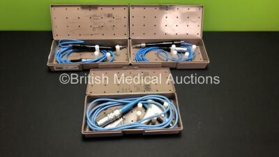 1 x Gyrus Diego ENT Fess Debrider Handpiece in Case and 2 x Gyrus Mastoid Drills in Cases *S/N 91431 / 61803 / 7802*