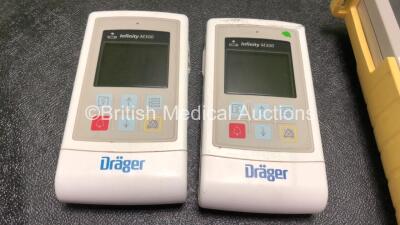 Mixed Lot Including 1 x Nellcor N-20 Handheld Pulse Oximeter (Powers Up) 2 x Nellcor NPB-70 Microstream Capnographs (1 Powers Up1 No Power with Cracked Casing-See Photo) 2 x Drager Infinity M300 ECG Monitors (Both Untested Due to Possible Flat Batteries) - 6