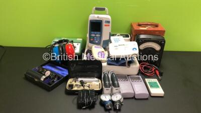 Mixed Lot Including 1 x Nellcor N-65 Pulse Oximeter, 1 x Nellcor NPB-40 Pulse Oximeter, 2 x Braun Thermoscan Type 6021 Tympanic Thermometers with Bases, 1 x Carefusion Alaris GP Plus Guardrails Infusion Pump, 1 x Graseby MR10 Neonatal Respiration Monitor,