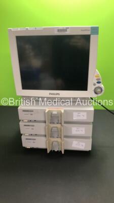 1 x Philips IntelliVue MP70 Anesthesia Monitor P/N M8007A * Mfd 2005 * and 3 x Philips M1026B Gas Modules (Powers Up with Blank Screen) * SN DE44029479 *