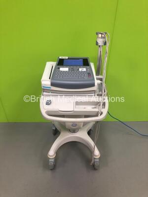 GE MAC1600 ECG Machine on Stand with 1 x 10-Lead ECG Lead (Powers Up) * SN SDE08460010NA *