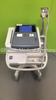 GE MAC1600 ECG Machine on Stand with 1 x 10-Lead ECG Lead (Powers Up) * SN SDE08460010NA * - 2