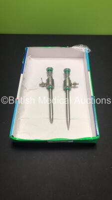 2 x Karl Storz 11mm Laparoscopic Trocars and Cannula Sets Including 2 x 30103 H2 Cannulas,2 x Multifunctional Valves,1 x Conical Trocar and 1 x Blunt Trocar