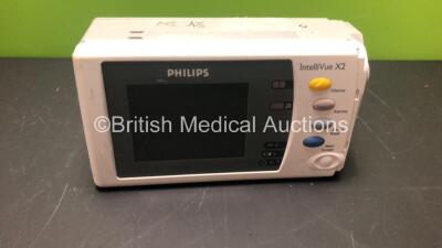 Philips IntelliVue X2 M3002A Ref865039 Patient Monitor with Press, Temp, NBP. SPO2, ECG and ECG/Resp Options *Mfd 2012*(No Power - Missing Side Trim and Marks on Unit - See Pictures)