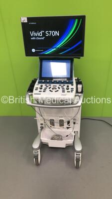 GE Vivid S70N (95640026140) Flatscreen Ultrasound Scanner Ref V202CH Application SW Version 202 Revision 46.0 System SW Version 202.20.5 with 2 x Transducers/Probes (1 x M5Sc-D * Mfd May 2020 * and 1 x P2D TE Probe) and 3-Lead ECG Lead (Powers Up-See Phot - 2