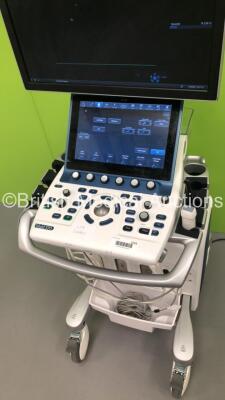GE Vivid S70N (95640026140) Flatscreen Ultrasound Scanner Ref V202CH Application SW Version 202 Revision 46.0 System SW Version 202.20.5 with 2 x Transducers/Probes (1 x M5Sc-D * Mfd May 2020 * and 1 x P2D TE Probe) and 3-Lead ECG Lead (Powers Up-See Phot - 6